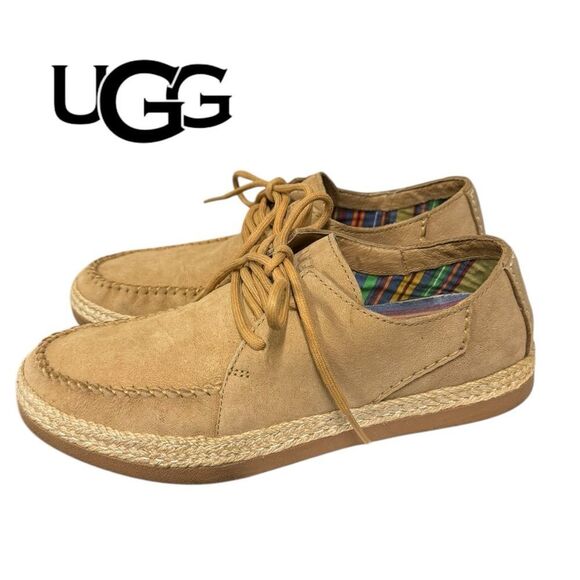 UGG Men's McCall Tan Suede Leather Lace Espadrille Sneakers Loafers 7 - Picture 2 of 6